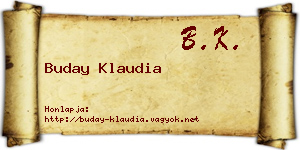 Buday Klaudia névjegykártya